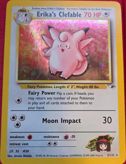 Pokemon Erika's Clefable 3/132 Gym Heroes Holo Rare 70 HP Stage 1 English Card - Image 1