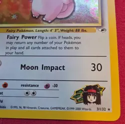 Pokemon Erika's Clefable 3/132 Gym Heroes Holo Rare 70 HP Stage 1 English Card - Image 5