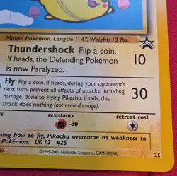 Pokemon Flying Pikachu 25 Promo Basic Promo 40 HP English Vintage Card - Image 4
