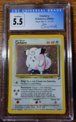 Clefairy 6/130 CGC 5.5 Chumlee Signed Additional Ink Error Holo Pokemon Card - Image 1