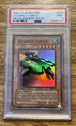 YUGIOH PSA 9 2002 Catapult Turtle MRD-075 Super Rare 1st Edition - Image 1
