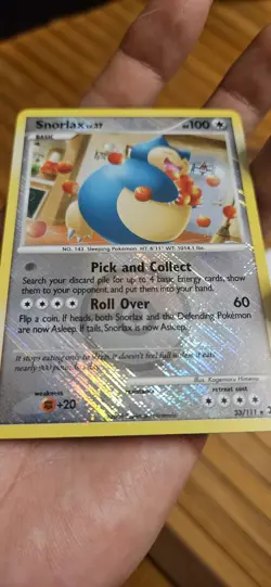 Pokemon Snorlax Rising Rivals Pokemon League Crosshatch Holo #33 Gem Mint - Image 5