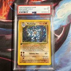 Pokemon TCG Machamp Holo 1st Edition Base Set #8/102 Holo Rare PSA 6 - Image 1