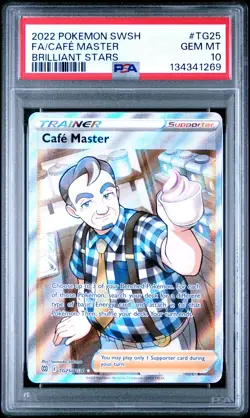 2022 POKEMON SWORD & SHIELD BRILLIANT STARS #TG25 FULL ART/CAFE MASTER PSA 10 - Image 1