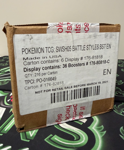 2021 Pokemon SWSH05 Battle Styles Booster Box Case - Factory Sealed - Image 1