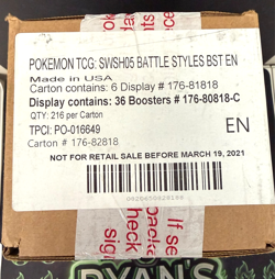 2021 Pokemon SWSH05 Battle Styles Booster Box Case - Factory Sealed - Image 2