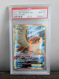 2016 Full Art Pidgeot EX 104/108 Pokemon XY: Evolutions PSA GEM MINT 10 - Image 1