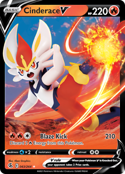 CINDERACE V 043/264 HOLO V RARE FUSION STRIKE POKEMON NM - Image 3