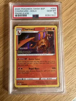 2020 Pokemon TCG Charizard SWSH066 Holo Prerelease Promo PSA 10 - Image 1