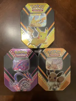 Pokemon TCG Pikachu, Eevee & Eternatus V Powers Tin Lot of 3, New Sealed - Cards 820650807794 - Image 1