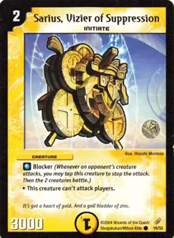 Sarius, Vizier of Suppression 2004 Duel Masters #16/55 Light Creature Card - Image 1