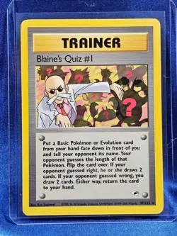 Blaine's Quiz #1 97/132 Rare Non-Holo Gym Heroes Trainer Pokemon LP Card - Image 1