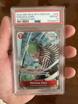 One Piece CCG Roronoa Zoro OP14-EB04 Alternate Art OP14-015 2026 PSA 10 - Image 1
