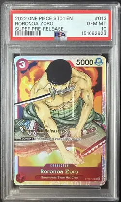 ONE PIECE ST01-013 RORONOA ZORO SUPER PRE-RELEASE PSA 10 GEM MINT - Image 1