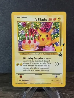 Pokemon Birthday Pikachu Celebrations Classic Holo 24/53 NM anniversary cards - Image 1