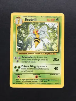 Beedrill 17/102 Base Set Rare - Vintage Pokemon Card WOTC 1999 #3 - Image 1