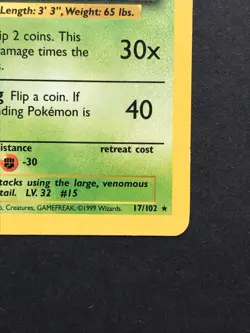 Beedrill 17/102 Base Set Rare - Vintage Pokemon Card WOTC 1999 #3 - Image 4