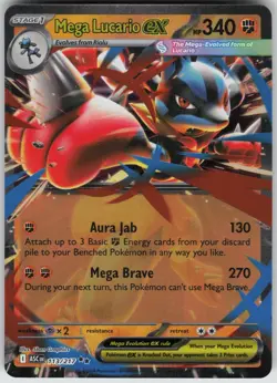 Mega Lucario ex 077/132 Double Rare Mega Evolution Pokemon Holo Near Mint - Image 3