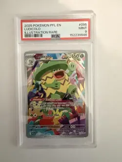 Pokemon Ludicolo 095/094 Illustration Rare Holo PSA 9 Phantasmal Flames 2025 - Image 1