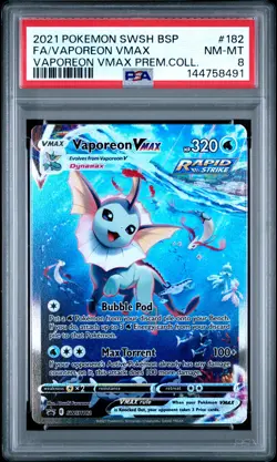 Vaporeon Vmax 182 Premium Collection Swsh Black Star Promo Pokemon PSA 8 - Image 1