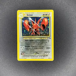 2001 Pokemon Scizor 10/75 Neo Discovery Holo Rare HP DMG Creases - Image 1