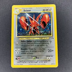 2001 Pokemon Scizor 10/75 Neo Discovery Holo Rare HP DMG Creases - Image 2