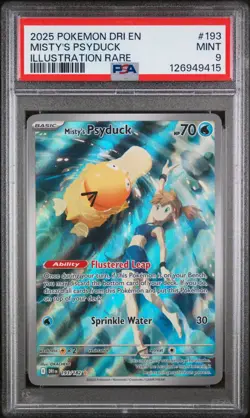 2025 POKEMON DRI EN-DESTINED RIVALS ILLUSTRATION RARE #193 MISTY'S PSYDUCK PSA 9 - Image 1