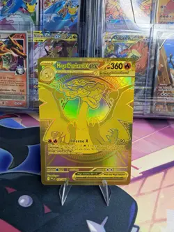 POKEMON MEGA CHARIZARD X EX GOLD 130/094 ME02 PHANTASMAL FLAMES HOLO MINT - Image 1