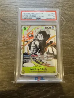 2024 One Piece Monkey.D.Luffy ST13-015 Black & White Alt Art PSA 10 - Image 1