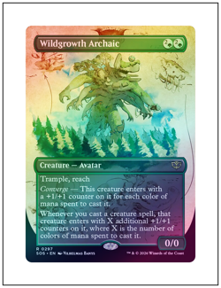 1x Wildgrowth Archaic, Secrets of Strixhaven, Borderless Art Foil, Magic MTG NM - Image 1