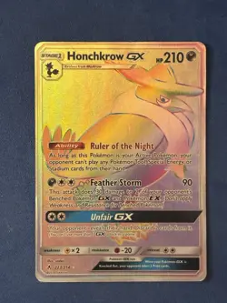 Pokemon Honchkrow GX 223/214 Sm-Unbroken Bonds Secret Rare Full Art Holo 210 HP - Image 1