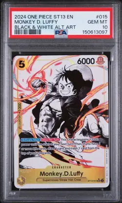 PSA 10 ENGLISH 2024 Monkey D Luffy ST13 Black & White Alt Art - Image 1