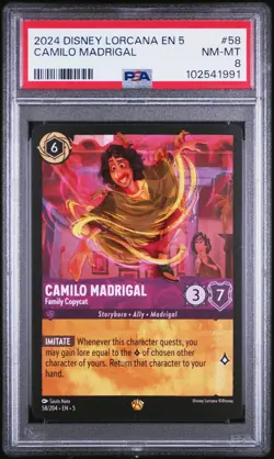 2024 DISNEY LORCANA EN 5-SHIMMERING SKIES CAMILO MADRIGAL - FAMILY COPYCAT PSA 8 - Image 1