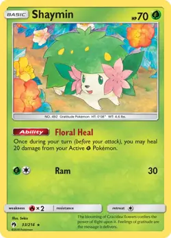 Shaymin 33/214 Holo Lost Thunder Pokemon Card - NM - Image 1