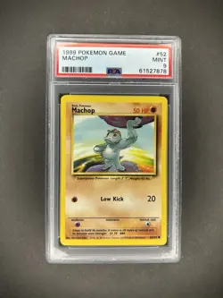 PSA 9 Machop 52/102 Base Set 1999 Non Holo Graded Pokemon Card - Image 1