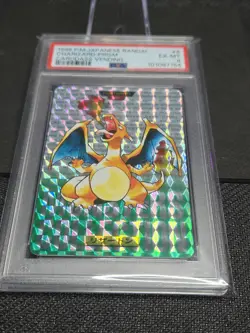 PSA6 Charizard 006 Prism Green Carddass Vending 1996 Pokemon Card Bandai Japan - Image 3