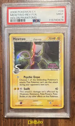 Pokemon Mewtwo EX Holon Phantoms Reverse Holo Rare #24 PSA 9 Mint - Image 3