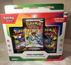 Pokemon TCG First Partner Illustration Collection Series 1 Box 3 Packs Promo - Image 1