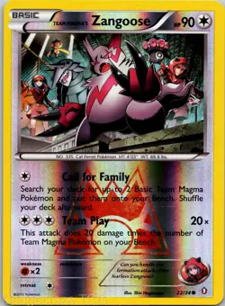 Team Magma's Zangoose 22/34 Common Double Crisis Pokemon Reverse Holo NM - Image 1