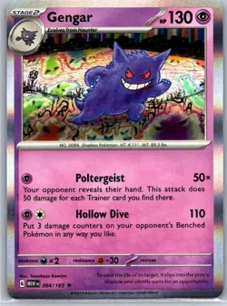 Pokemon TCG Gengar Rare Holo SV: Scarlet & Violet 151 094/165 NM - Image 1