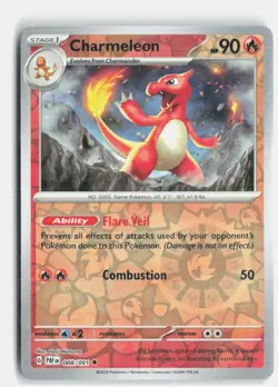 Charmeleon 008/091 Uncommon Paldean Fates Pokemon Reverse Holo Near Mint - Image 1