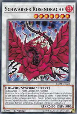 YU-GI-OH, SCHWARZER ROSENDRACHE, C, LED4-DE028, 1. Auflage, TOP - Image 1