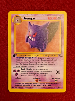 Gengar Fossil 20/62 1st Edition Moderately Played Pokemon Card - Image 1