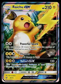 Pokemon Card - Raichu GX Shining Legends 29/73 Holo GX Rare - Image 1