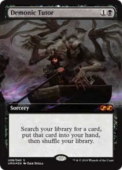 MTG Demonic Tutor - Foil - Extended Art, Ultimate Masters Box Toppers, Lightly P - Image 1
