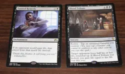 2x MTG Black Rare Enchantment Tainted Remedy & Blood Tribute - Image 1