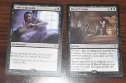 2x MTG Black Rare Enchantment Tainted Remedy & Blood Tribute - Image 2