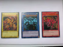 Yu-Gi-Oh! TCG Set of Egyptian God Cards (Obelisk, Ra, Slifer) Legendary... - Image 1