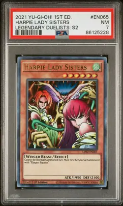 Yu-Gi-Oh! PSA 7 TCG Harpie Lady Sisters Legendary Duelists LDS2-EN065 1st - Image 1