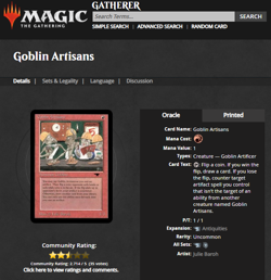 1994 MTG Magic the Gathering Antiquities Goblin Artisans Uncommon PSA 7 NM - Image 4
